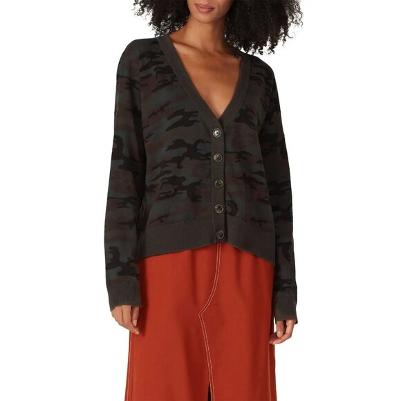 Sanctuary Lets Hang Cardigan Sweater Size XS Camo V Neck Button Front Cozy Knit - Picture 1 of 9
